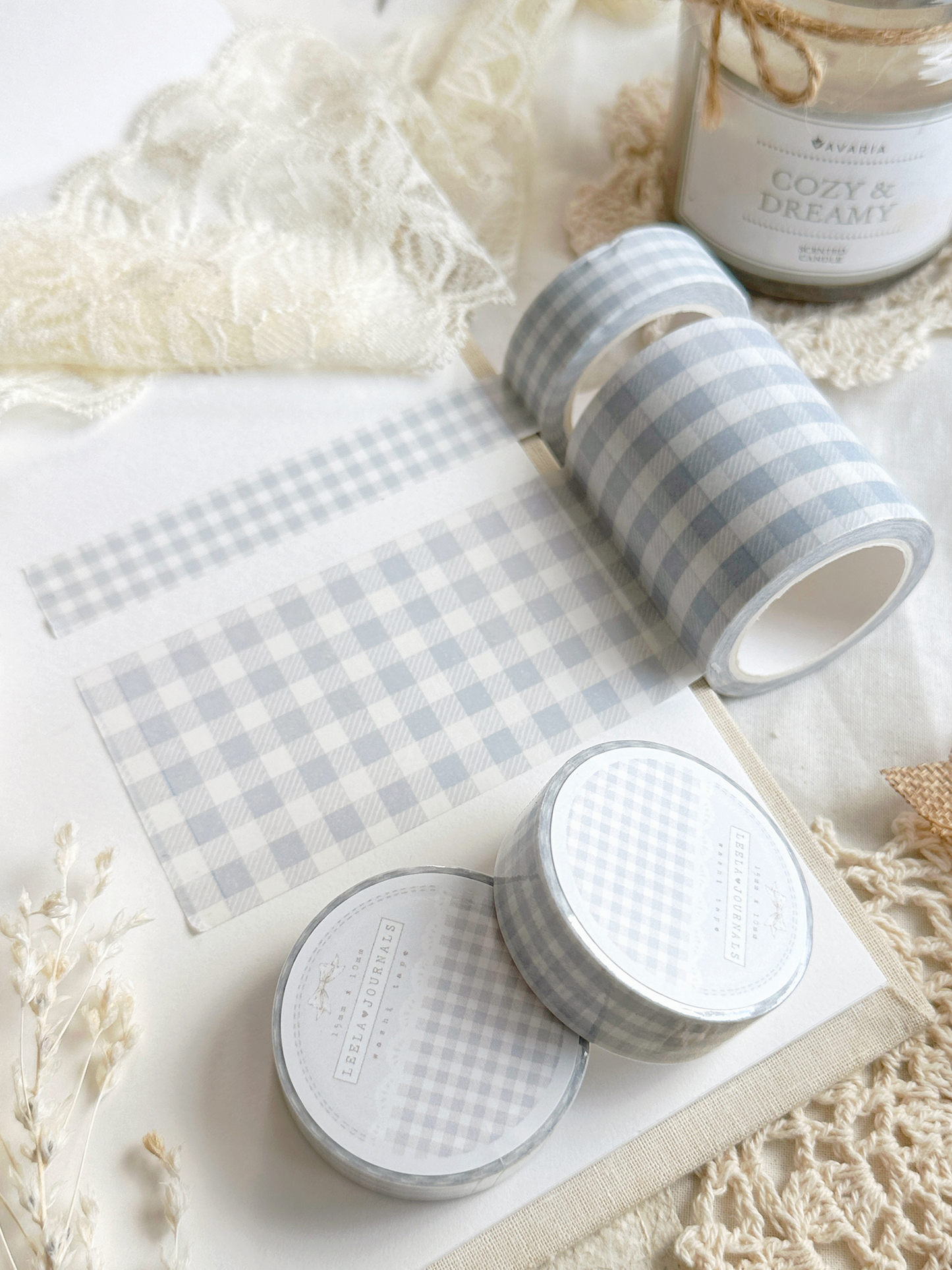 pastel blue plaid washi tape