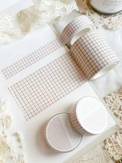 *retiring* creamy earth red grid washi tape