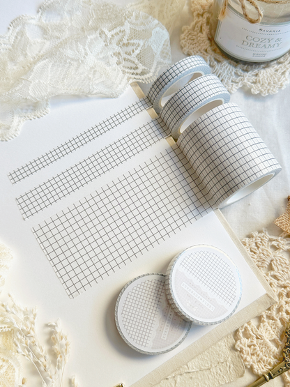*retiring* white dark gray grid washi tape