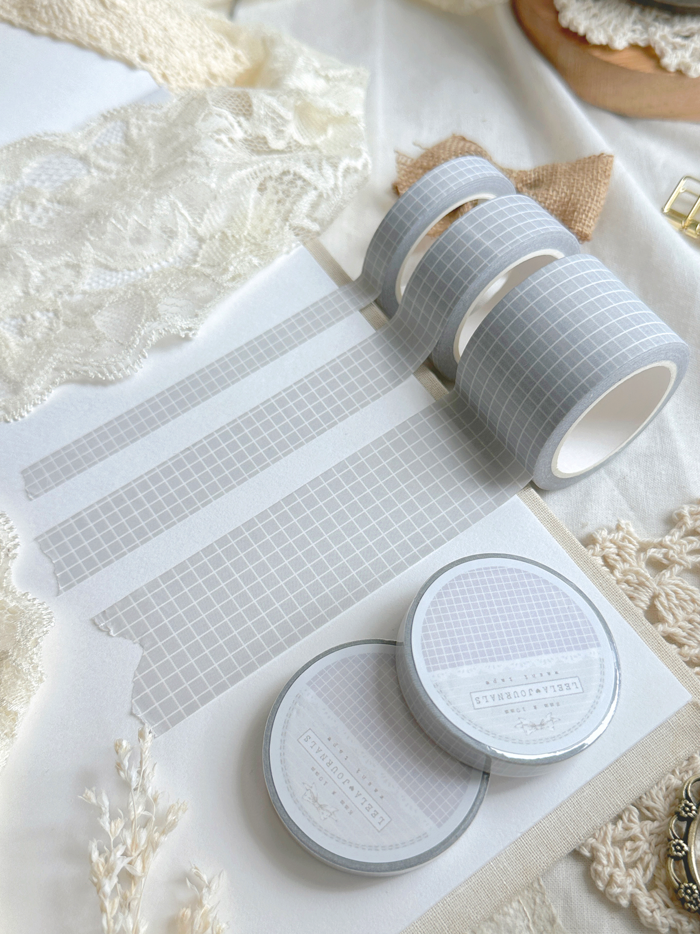 pale grayish blue grid washi tape