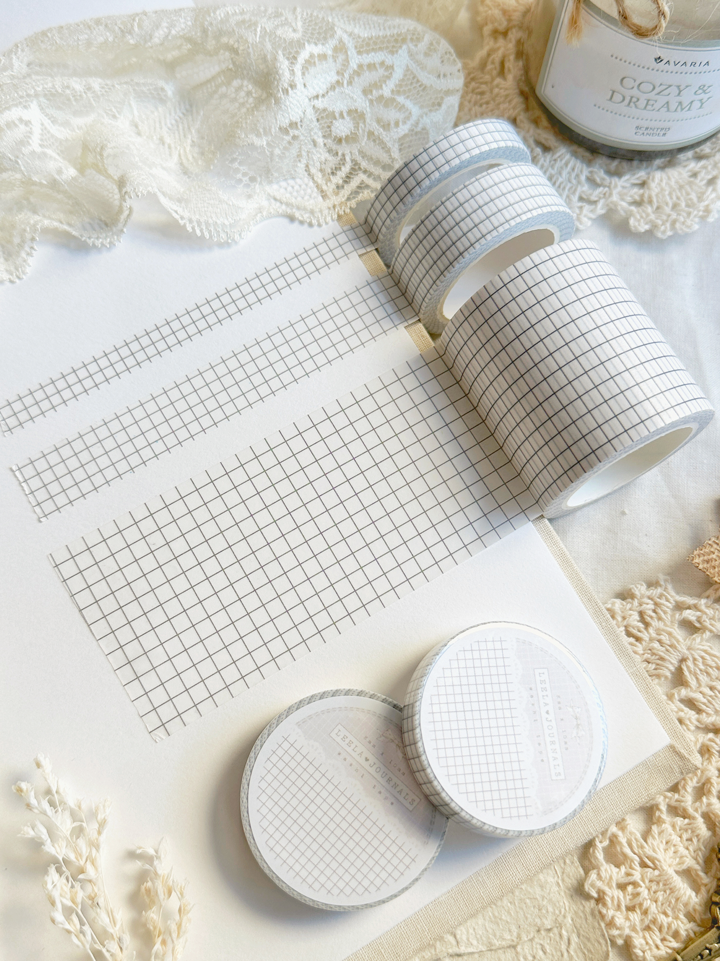 white light gray grid washi tape