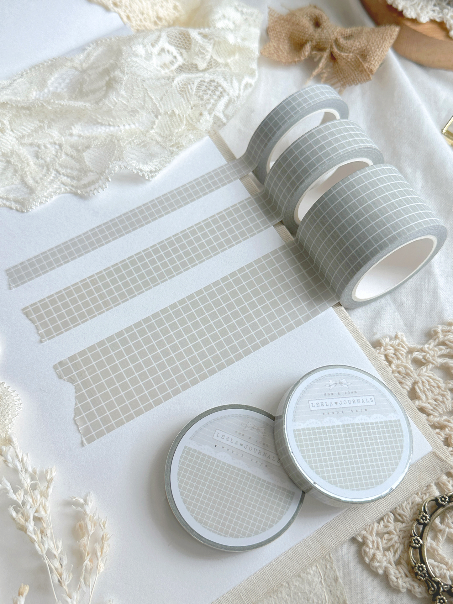 white sage green grid washi tape – Leelajournals