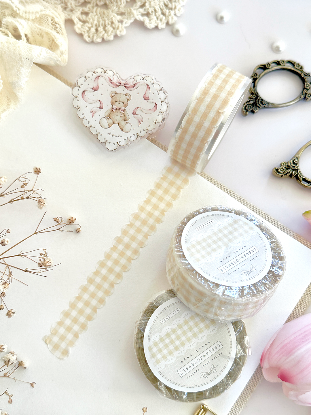 scalloped plaid die cut washi tape