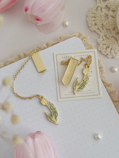 butter yellow tulip enamel bookmark pendant
