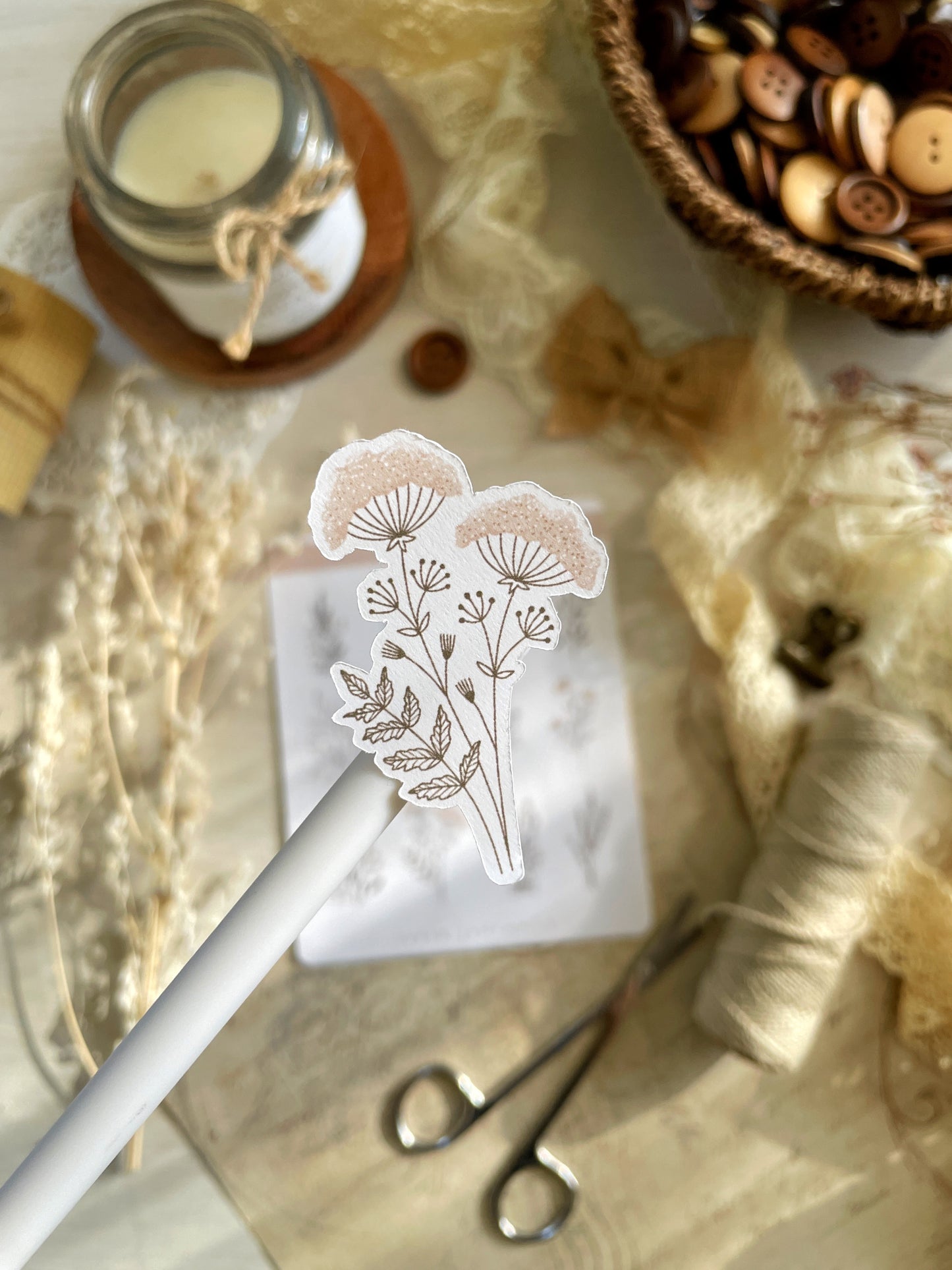 blush pink floral botanical sticker sheet