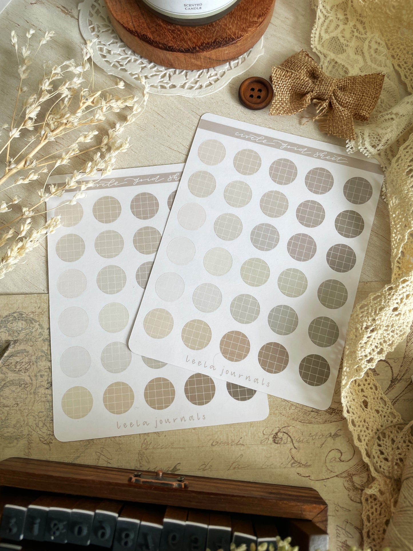 neutral grid dots sticker sheet