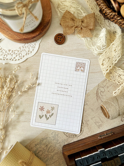 *retiring* plant & cat postcard 3.5x5.5