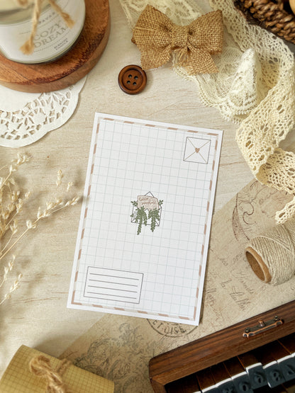 *retiring* plant & cat postcard 3.5x5.5