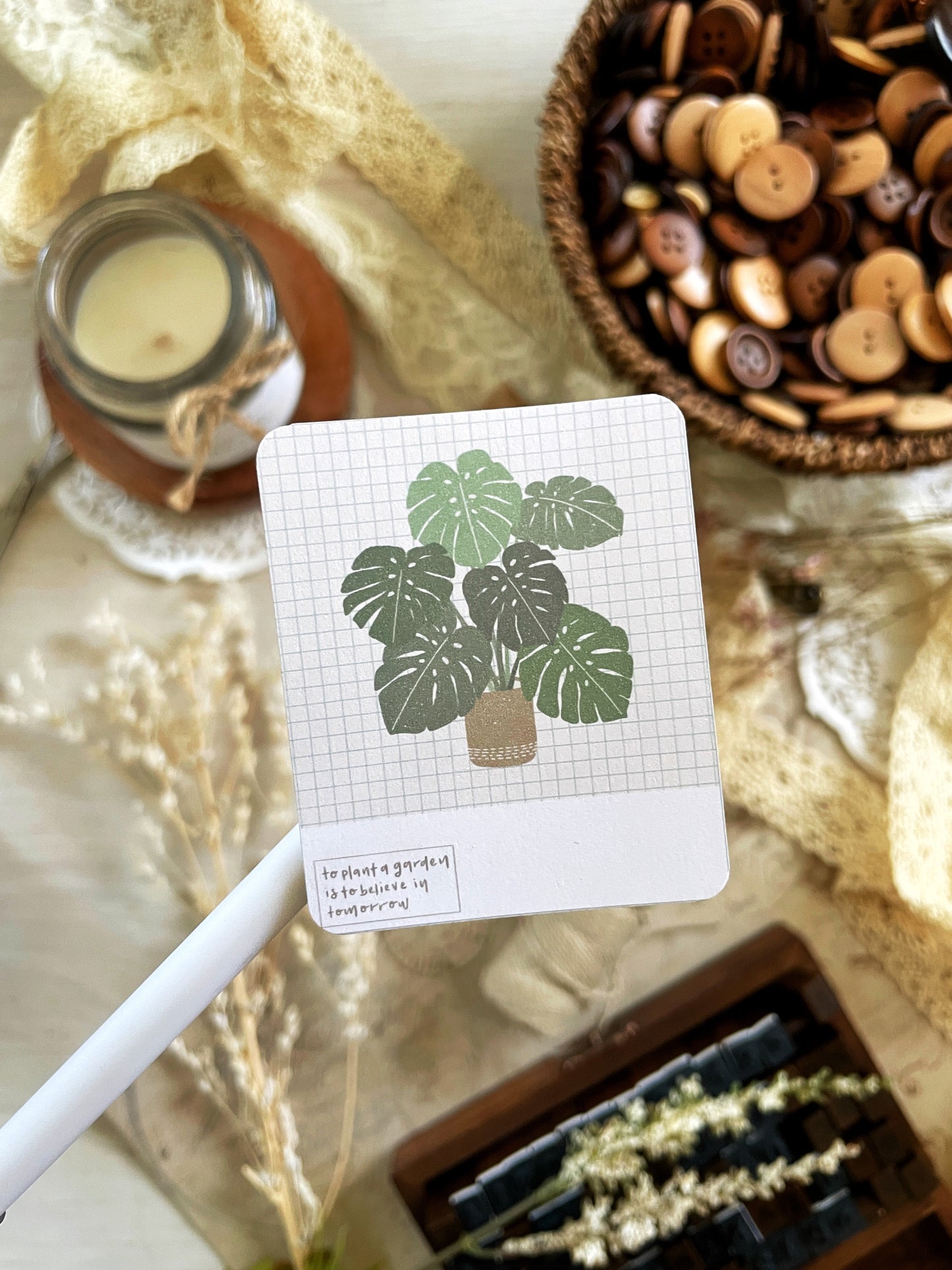 monstera pantone sticker flake 2x2.5