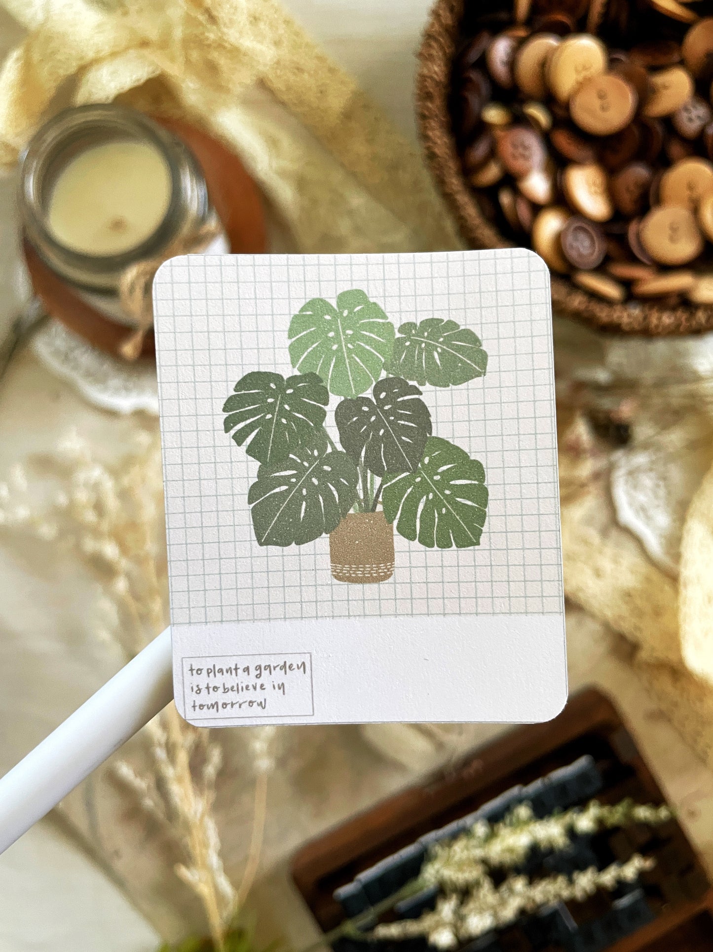 monstera pantone sticker flake 2x2.5