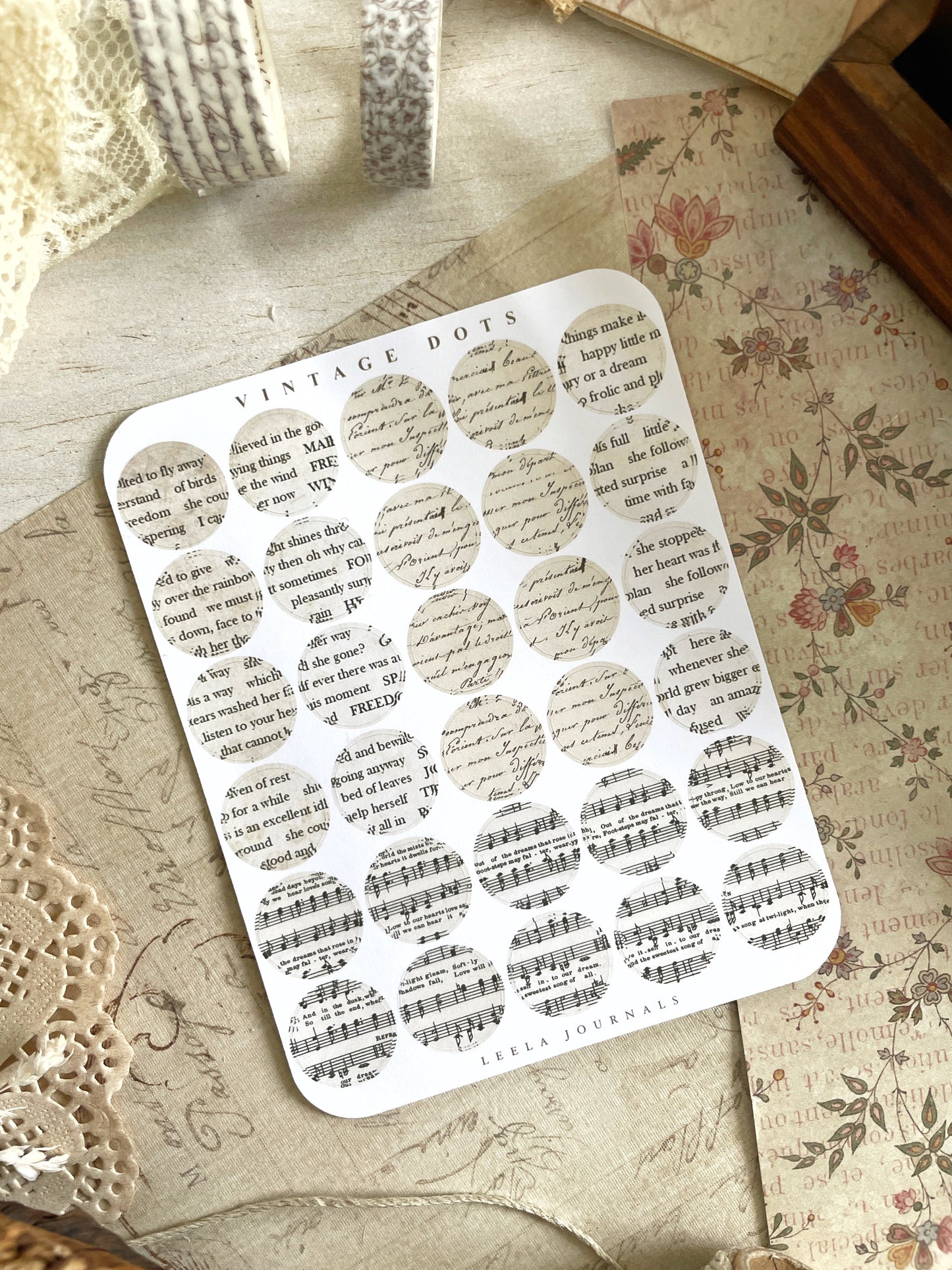 vintage dots sticker sheet