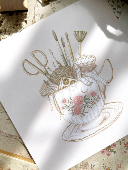 *retiring* craft supplies art print 5.25x5.25