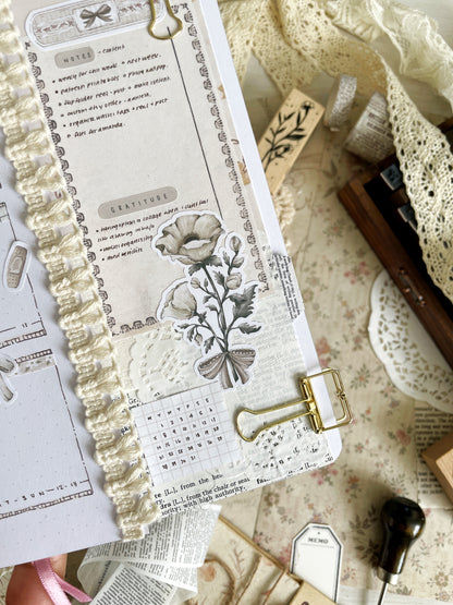 vintage flowers sticker sheet - 1pc