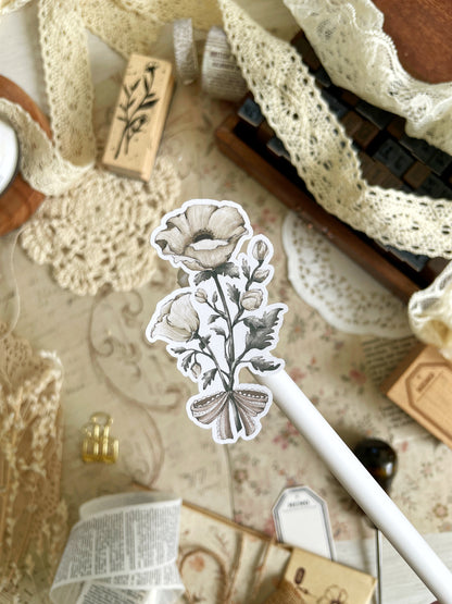vintage flowers sticker sheet - 1pc