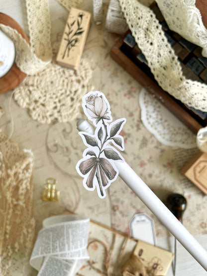 vintage flowers sticker sheet - 1pc