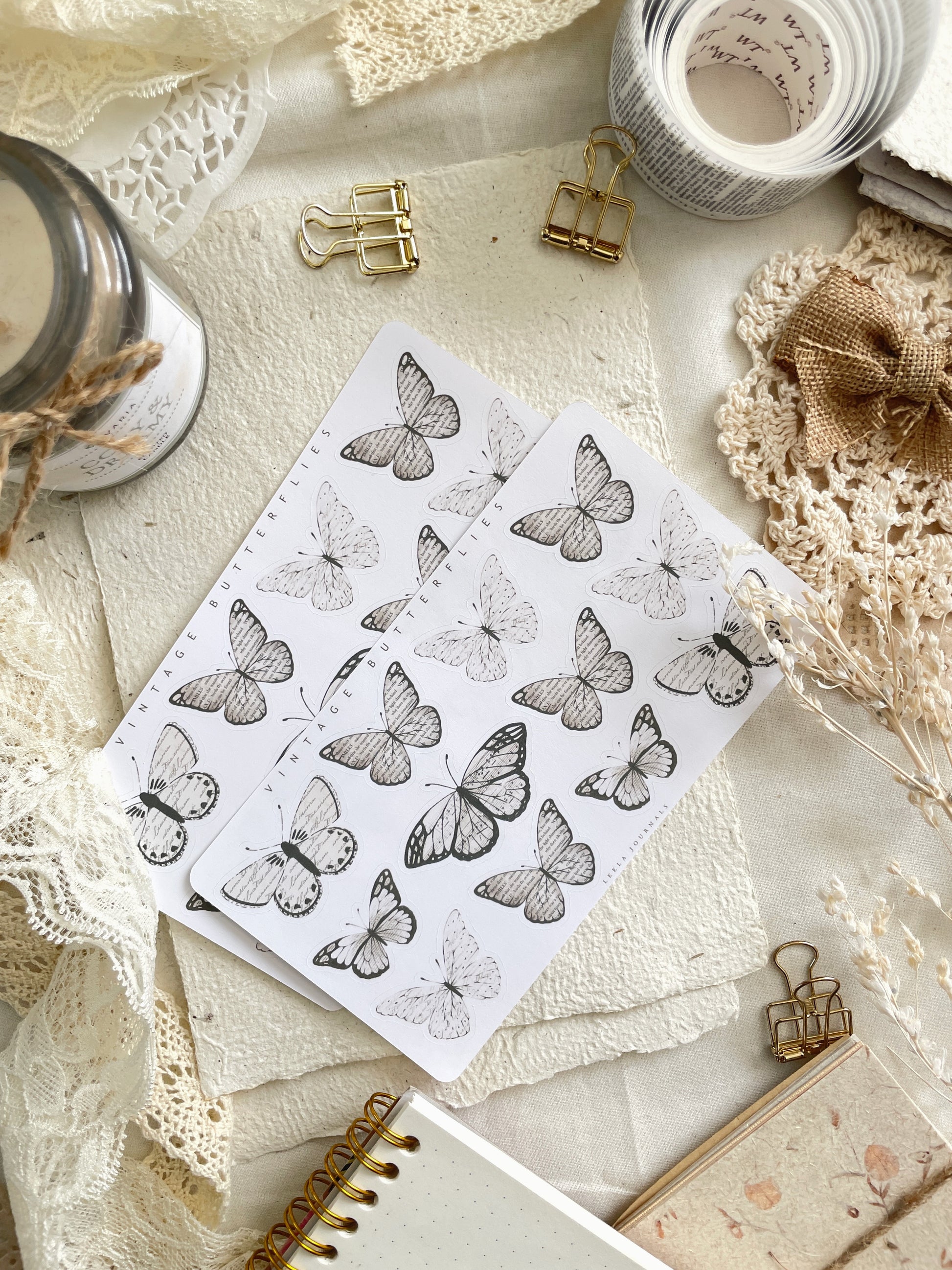 Butterfly GOLD FOIL journaling sticker sheet - translucent stickers – The  Primrose Corner