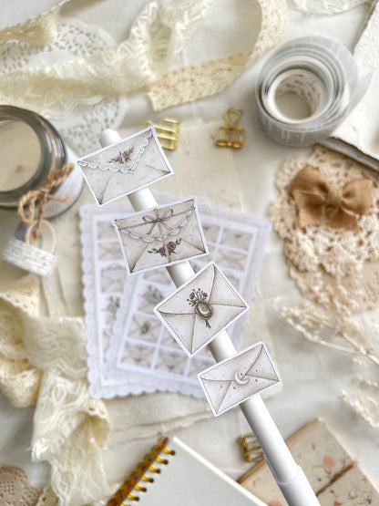 raining roses & letters sticker sheet - 2pc set