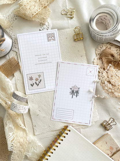 *retiring* plant & cat postcard 3.5x5.5