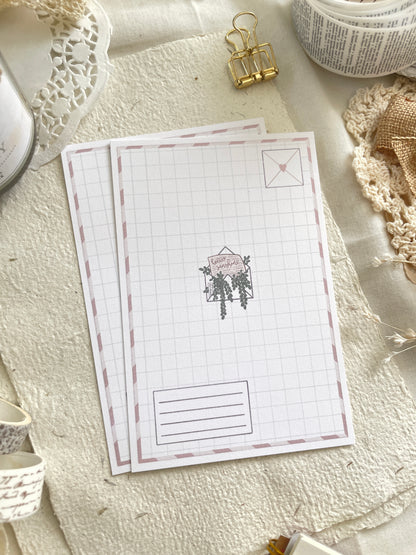 *retiring* plant & cat postcard 3.5x5.5