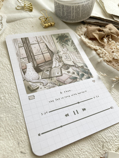 lo-fi desk kitty art print 4x6