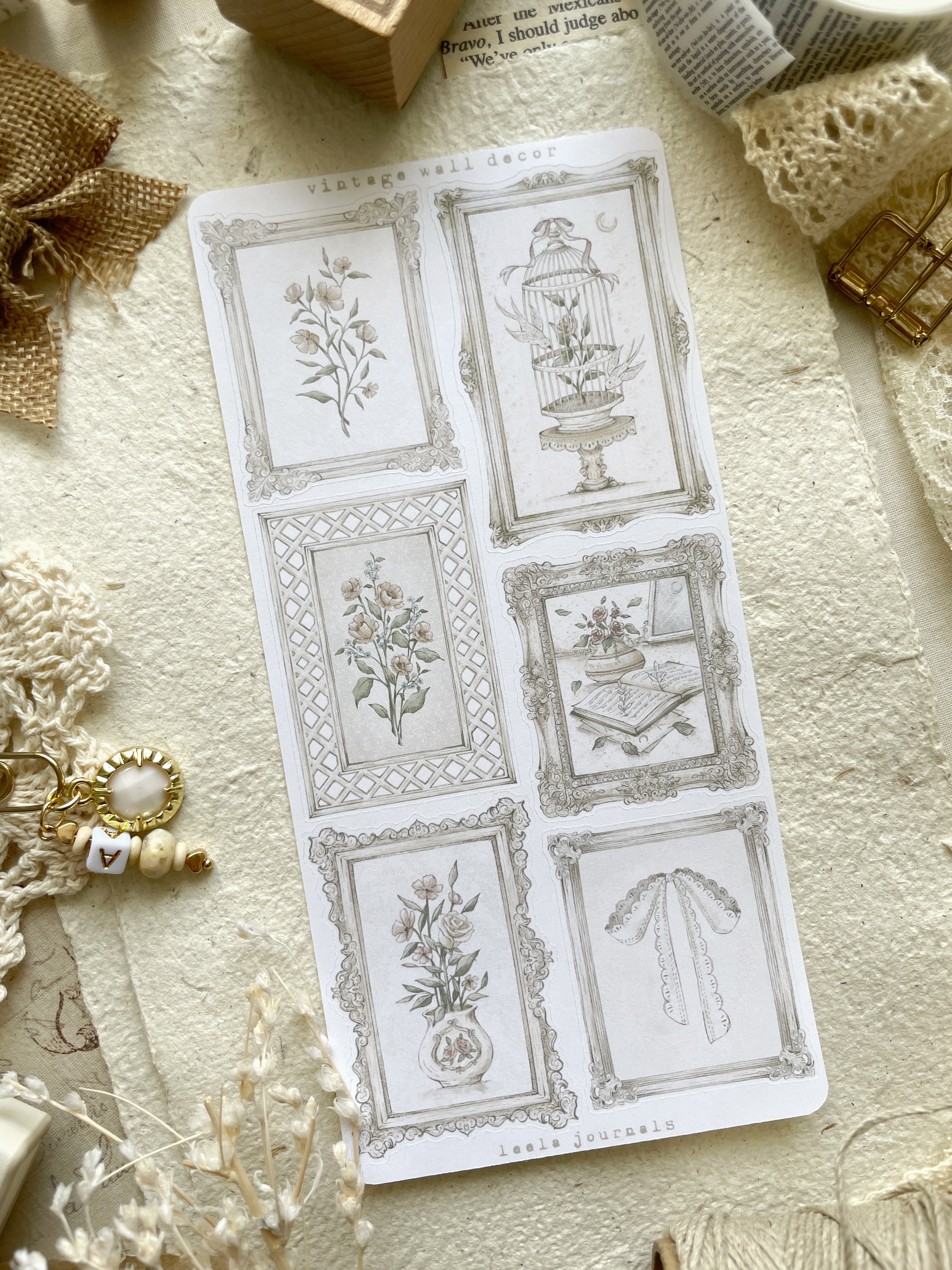 vintage wall decor sticker sheet - 1pc – leela journals