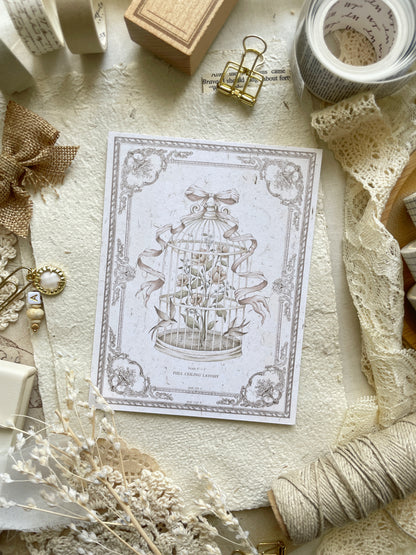 vintage birdcage print 4x5.5