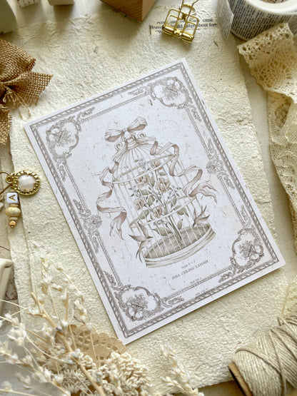 vintage birdcage print 4x5.5