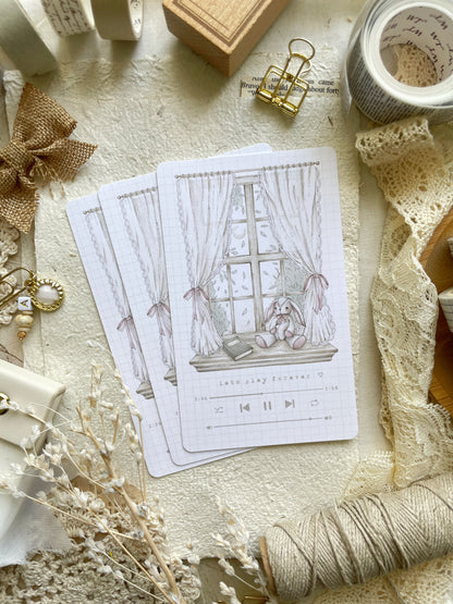 bunny plushie window art print 4x6