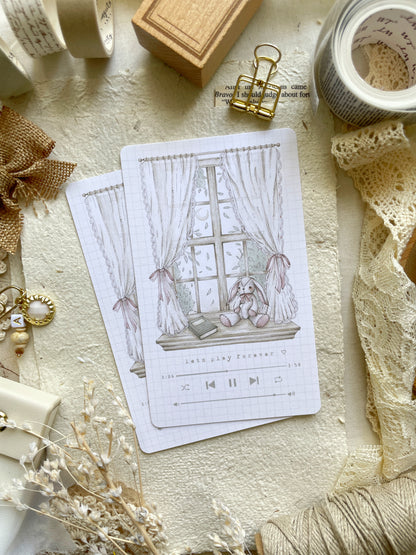 bunny plushie window art print 4x6