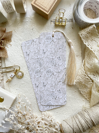 white rose butterfly bookmark