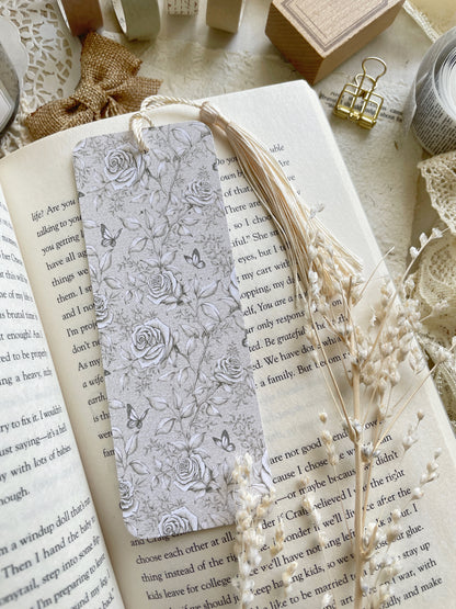 white rose butterfly bookmark