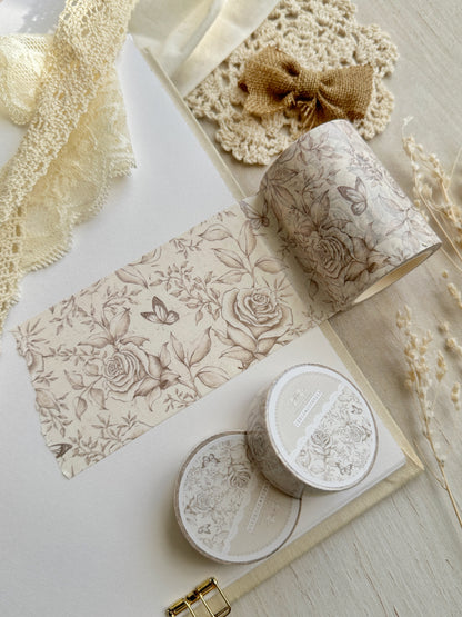 white rose & butterflies washi tape