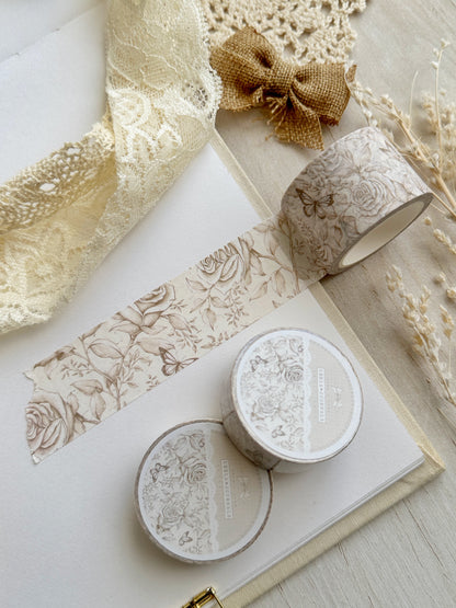 white rose & butterflies washi tape