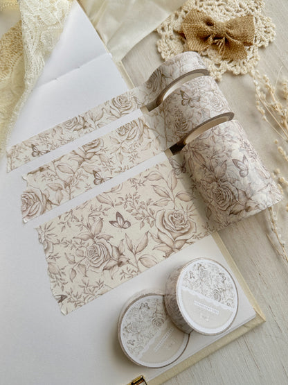 white rose & butterflies washi tape