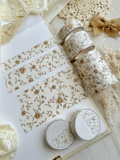 creamy red floral washi tape