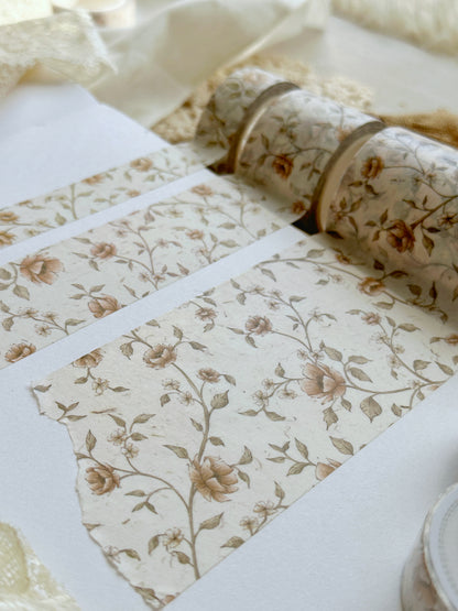 creamy red floral washi tape