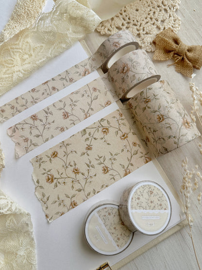 beige red floral washi tape
