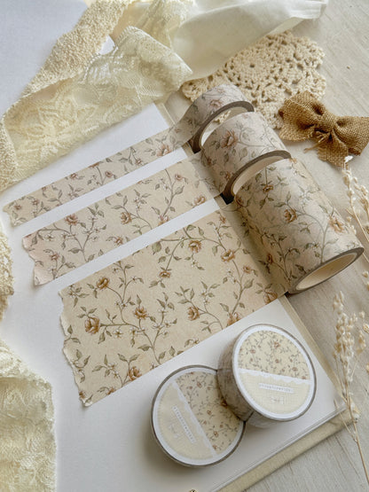 beige red floral washi tape