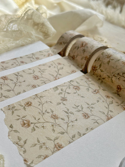 beige red floral washi tape