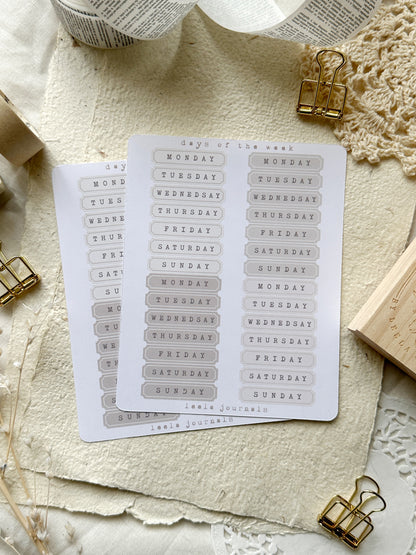 vintage weekly headers - sticker sheet