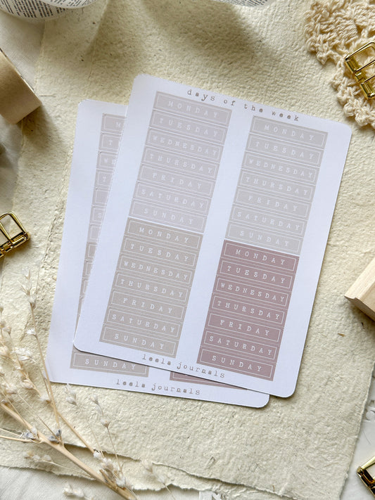 squared weekly headers - pink sticker sheet