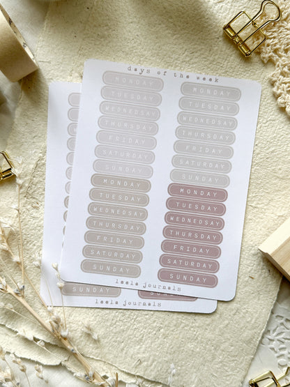 rounded weekly headers - pink sticker sheet