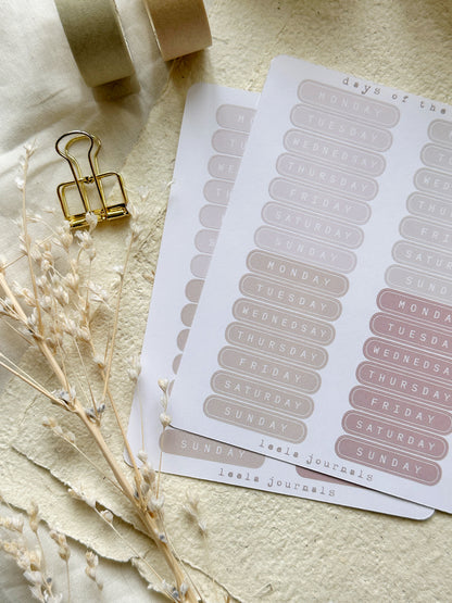 rounded weekly headers - pink sticker sheet