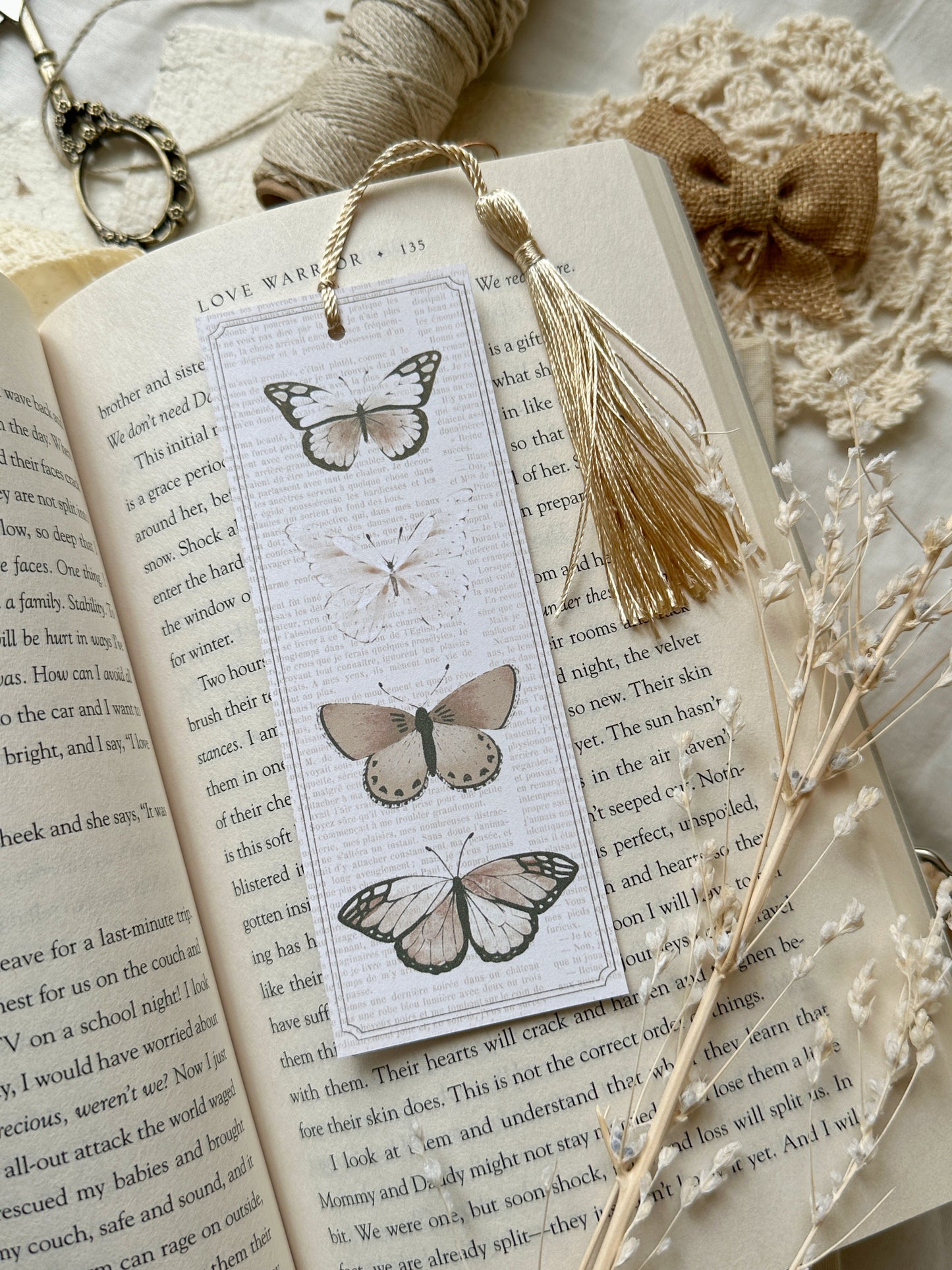 vintage butterfly bookmark