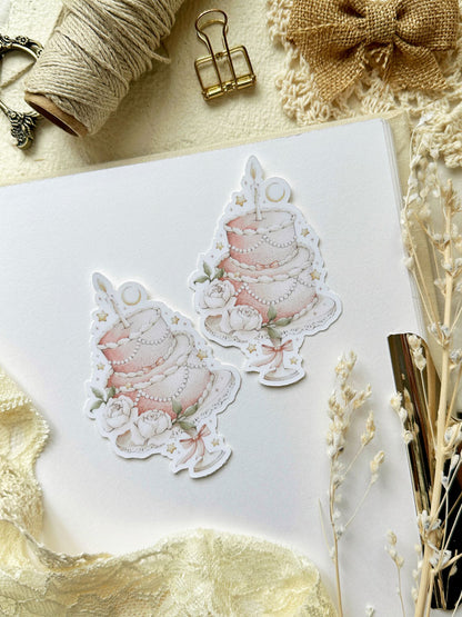 peonie whimsical cake sticker flake 3x2