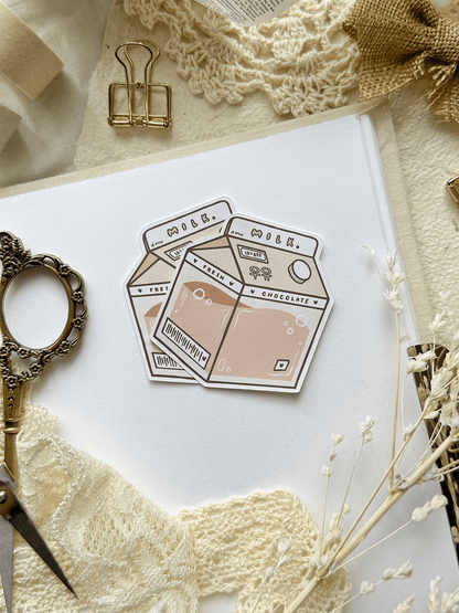 kawaii milk carton sticker flake 2x2.25