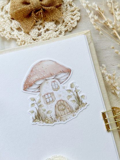 mushroom house & lights sticker flake 2.5x2.75
