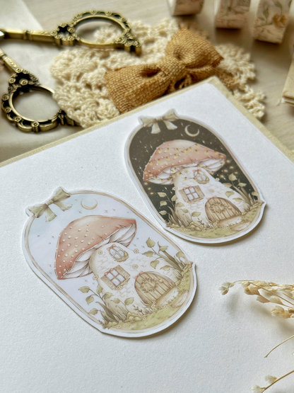 mushroom night & day sticker flake 2x2.75