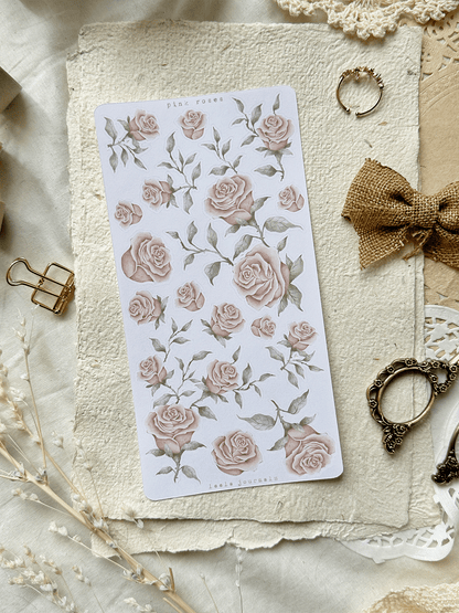 red rose floral sticker sheet - 1pc