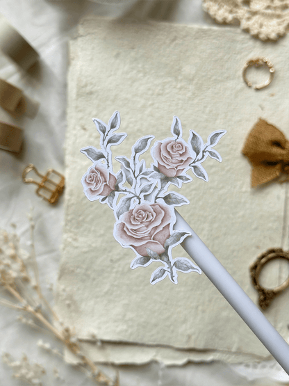 red & white roses sticker sheet - 2pc set